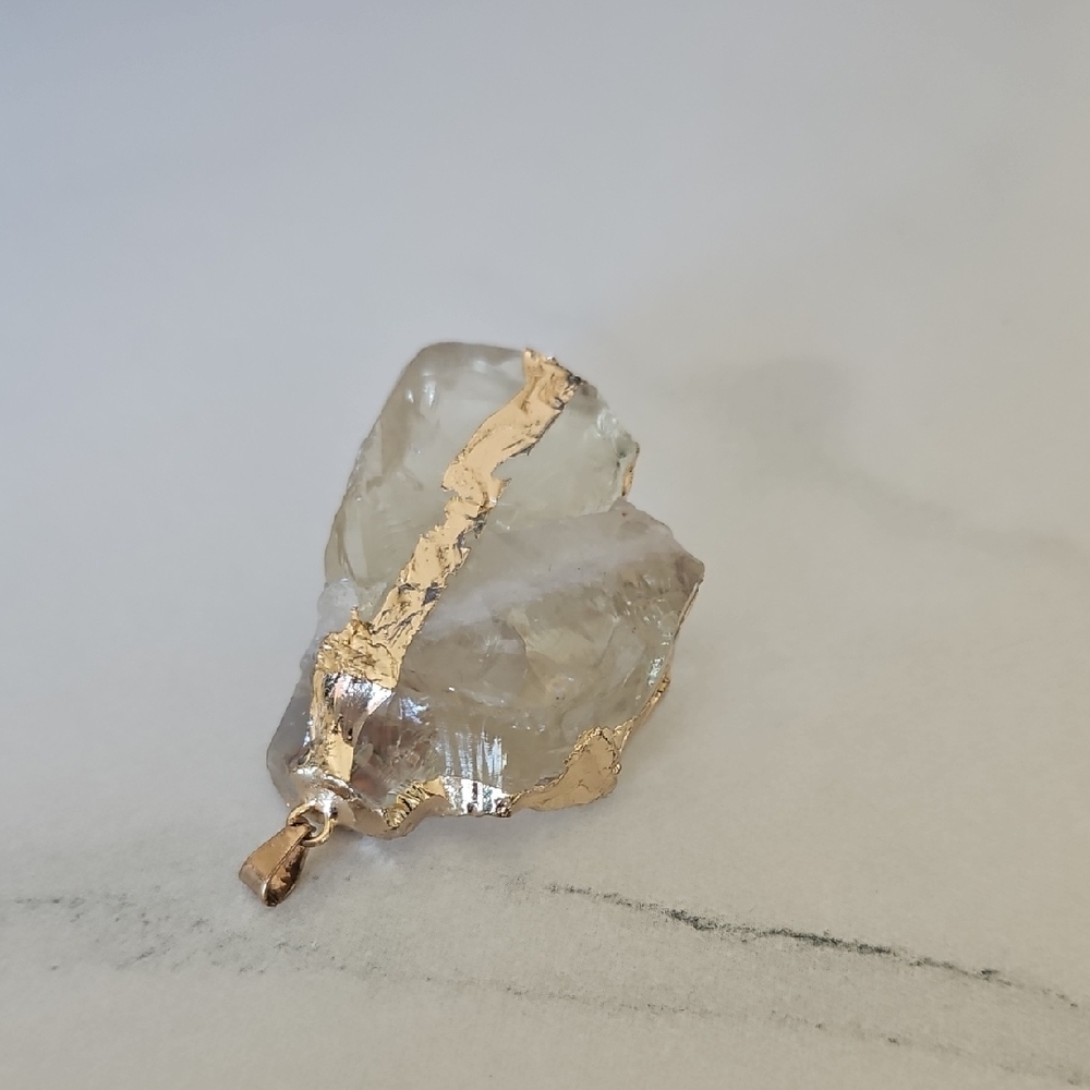 Gold-Accented Crystal Pendant Necklace